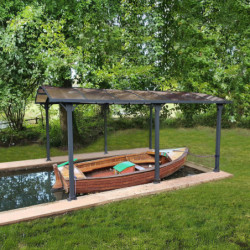 Carport 1 voiture en alu gris et polycarbonate Arcadia 5000 - Canopia