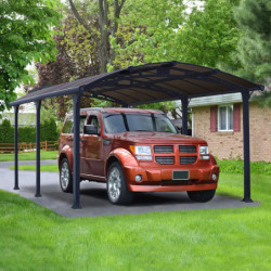 Carport 1 voiture en alu gris et polycarbonate Arcadia 5000 - Canopia