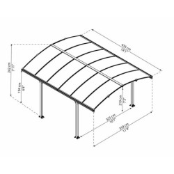 Carport 1 voiture en alu gris et polycarbonate Arcadia 4300 - Canopia