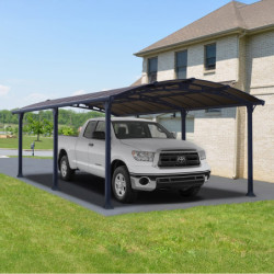 Carport 1 voiture en alu gris et polycarbonate Arcadia 6400 - Canopia