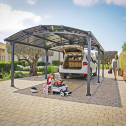 Carport 1 voiture en alu gris et polycarbonate Arcadia 6400 - Canopia