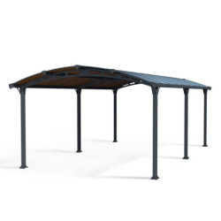 Carport 1 voiture en alu gris et polycarbonate Arcadia 6400 - Canopia