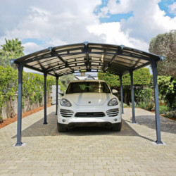 Carport 1 voiture en alu gris et polycarbonate Arcadia 6400 - Canopia