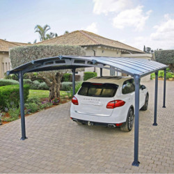 Carport 1 voiture en alu gris et polycarbonate Arcadia 6400 - Canopia