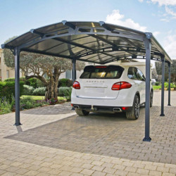 Carport 1 voiture en alu gris et polycarbonate Arcadia 6400 - Canopia