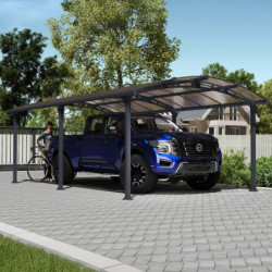 Carport 1 voiture en alu gris et polycarbonate Arcadia 6400 - Canopia