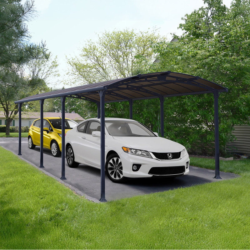 Carport robuste en alu gris et polycarbonate Arcadia 8500 - Canopia