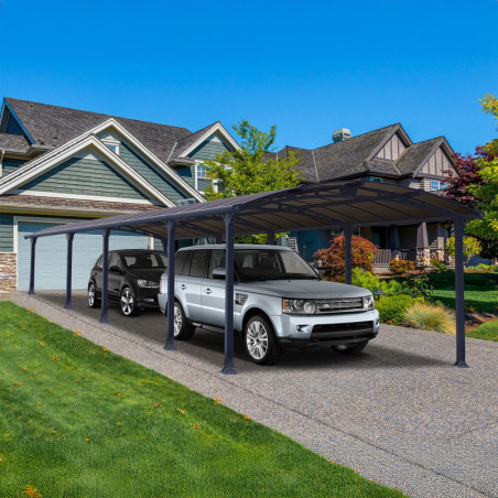 Carport robuste en alu gris et polycarbonate Arcadia 10600 - Canopia