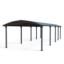 Carport robuste en alu gris et polycarbonate Arcadia 10600 - Canopia