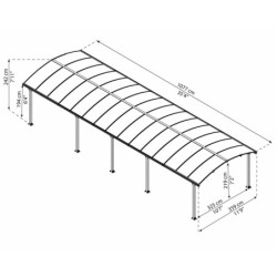 Carport robuste en alu gris et polycarbonate Arcadia 10600 - Canopia
