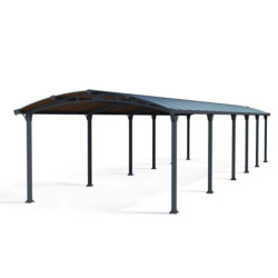 Carport robuste en alu gris et polycarbonate Arcadia 12700 - Canopia