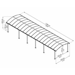 Carport robuste en alu gris et polycarbonate Arcadia 12700 - Canopia