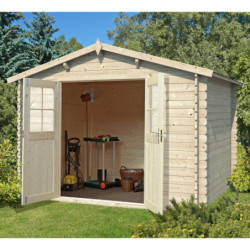 Abri de jardin 7,5m² en madriers de 28mm - Eden