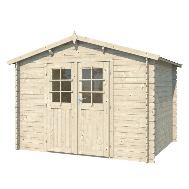 Abri de jardin 9m² en madriers de 28mm - Eden