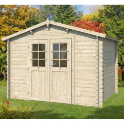 Abri de jardin 9m² en madriers de 28mm - Eden