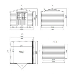 Abri de jardin 9m² en madriers de 28mm - Eden
