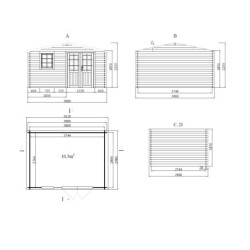 Abri de jardin 12m² en madriers de 28mm - Eden