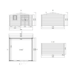 Abri de jardin 16m² en madriers de 28mm - Eden