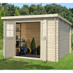 Abri de jardin 9m² en madriers de 28mm - toit plat - Eden