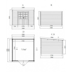 Abri de jardin 9m² en madriers de 28mm - toit plat - Eden