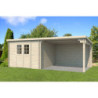 Abri de jardin 18m² en madriers de 28mm - appentis 200cm - Eden