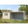 Abri de jardin 21m² en madriers de 28mm - appentis 200cm - Eden