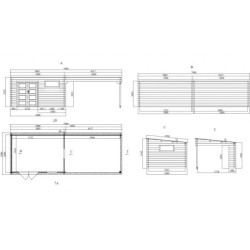 Abri de jardin 24m² en madriers de 34mm - appentis 400cm - Eden