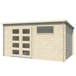 Abri de jardin 10m² en madriers de 34mm - appentis 400cm - Eden