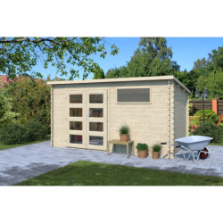 Abri de jardin 10m² en madriers de 34mm - appentis 400cm - Eden