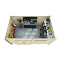 Abri de jardin 10m² en madriers de 34mm - appentis 400cm - Eden