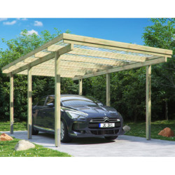 Carport 1 voiture en bois traité 15m² avec toit en PVC - Eden