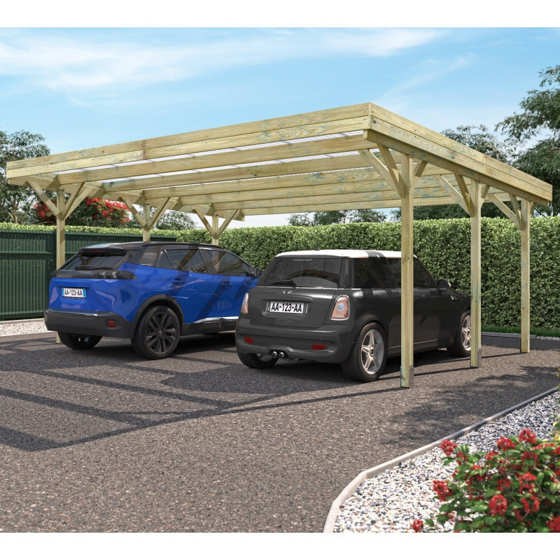 Carport double en bois traité - 31m² - Jean - Forest Style