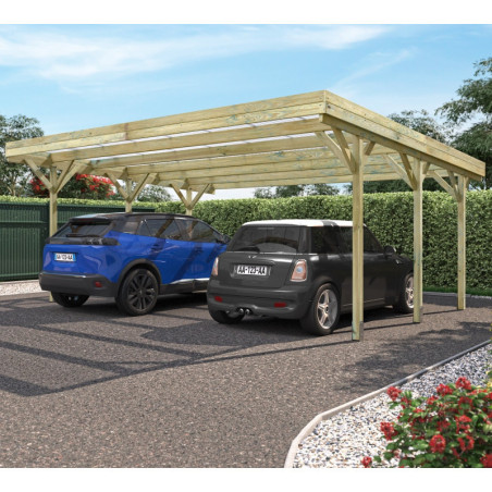 Carport double en bois traité - 31m² - Jean - Forest Style
