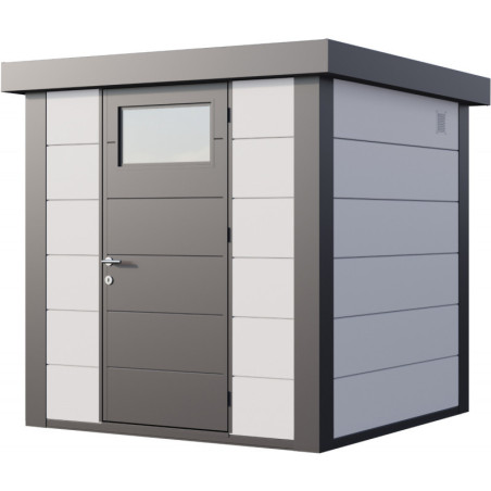 Abri de jardin 4,3m² Eleganto 2121 - Telluria en acier gris blanc