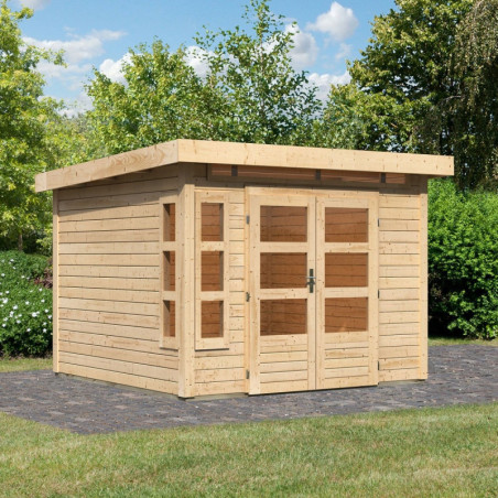 Abri de jardin 7,50m² Kastorf 6 en bois brut 28mm - Karibu