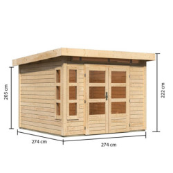 Abri de jardin 7,50m² Kastorf 6 en bois brut 28mm - Karibu