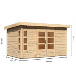 Abri de jardin 8,88m² Kastorf 7 en bois brut 28mm - Karibu