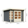Abri de jardin 7,50m² Kastorf 6 en bois gris 28mm - Karibu