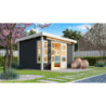 Abri de jardin 8,88m² Kastorf 7 en bois gris 28mm - Karibu