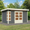 Abri de jardin 8,88m² Kastorf 7 en bois gris 28mm - Karibu