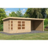 Abri 8,88m² Kastorf 7 brut 28mm, appentis 320cm+2 parois - Karibu