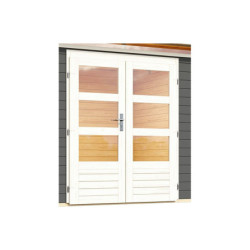 Abri 8,88m² Kastorf 7 gris 28mm, appentis 320cm+2 parois - Karibu