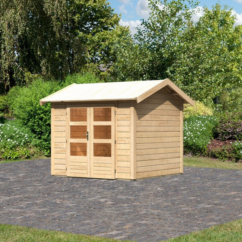 Abri de jardin 5,95m² Theres 3 en bois brut 28mm - Karibu