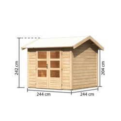 Abri de jardin 5,95m² Theres 3 en bois brut 28mm - Karibu