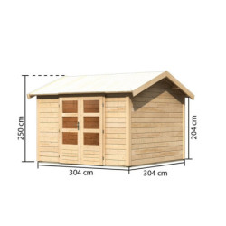 Abri de jardin 9,24m² Theres 7 en bois brut 28mm - Karibu