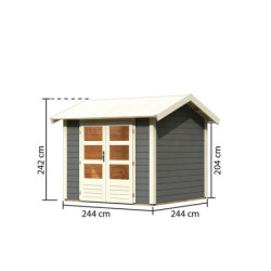 Abri de jardin 5,95m² Theres 3 en bois gris 28mm - Karibu