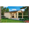 Abri de jardin 5,95m² Theres 3 en bois brut 28mm - auvent - Karibu