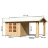 Abri de jardin 5,95m² Theres 3 en bois brut 28mm - auvent - Karibu