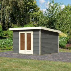 Abri de jardin 9,55m² Radeburg 1 en bois gris 40mm - Karibu