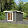 Abri de jardin 9,55m² Radeburg 1 en bois gris 40mm - Karibu
